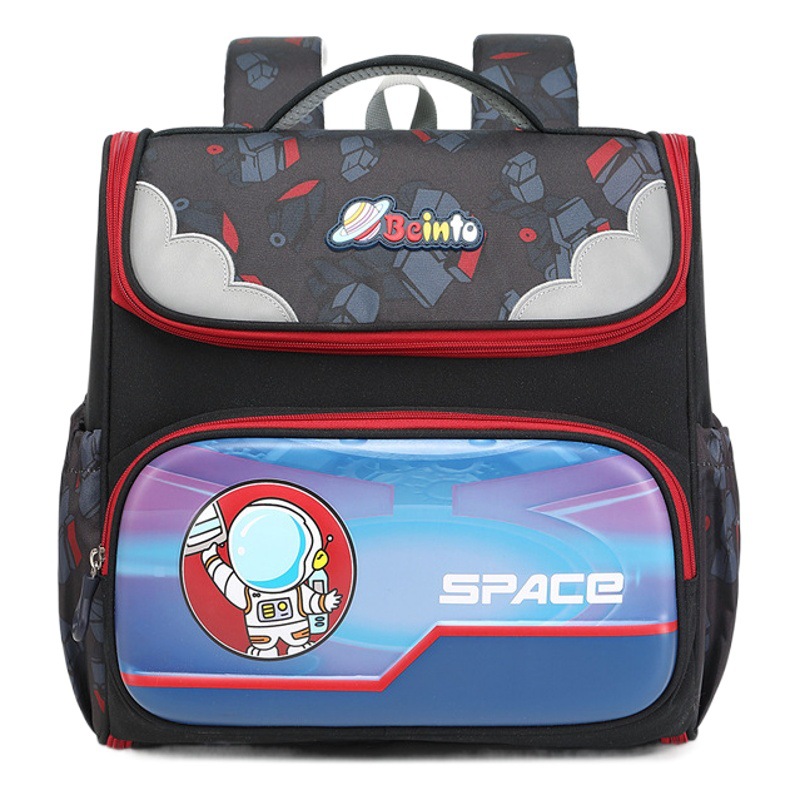 Nueva horizontal mochila ligera de la columna de dibujos animados de gran capacidad impermeable resistente al desgaste de los niños mochila grado 1-3