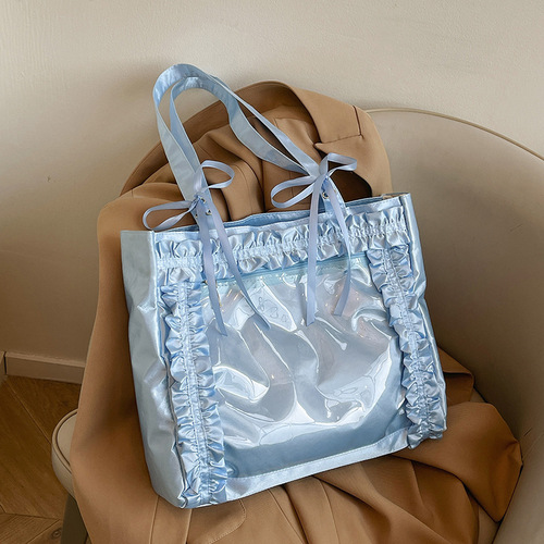 High-value 2025 new fashionable versatile anime-style girls' cute ribbon bow transparent badge pain bag