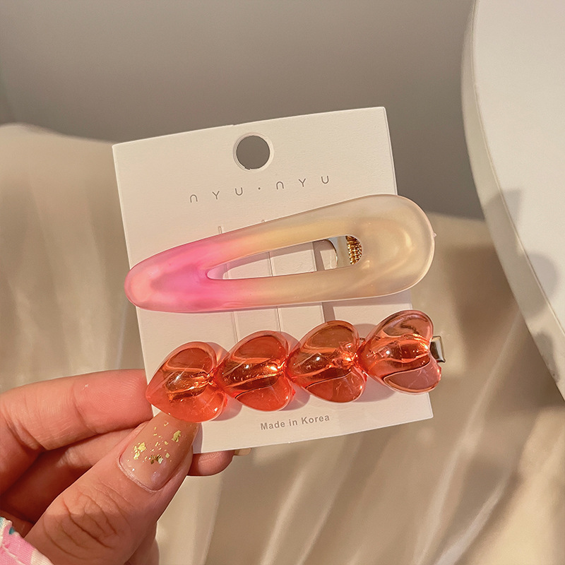 Pin de cabello de dopamina amor rosa pin de cabello de mujer 2024 nuevo pin de cabello rojo sin marca lateral pin de frangeo adornamiento de cabeza