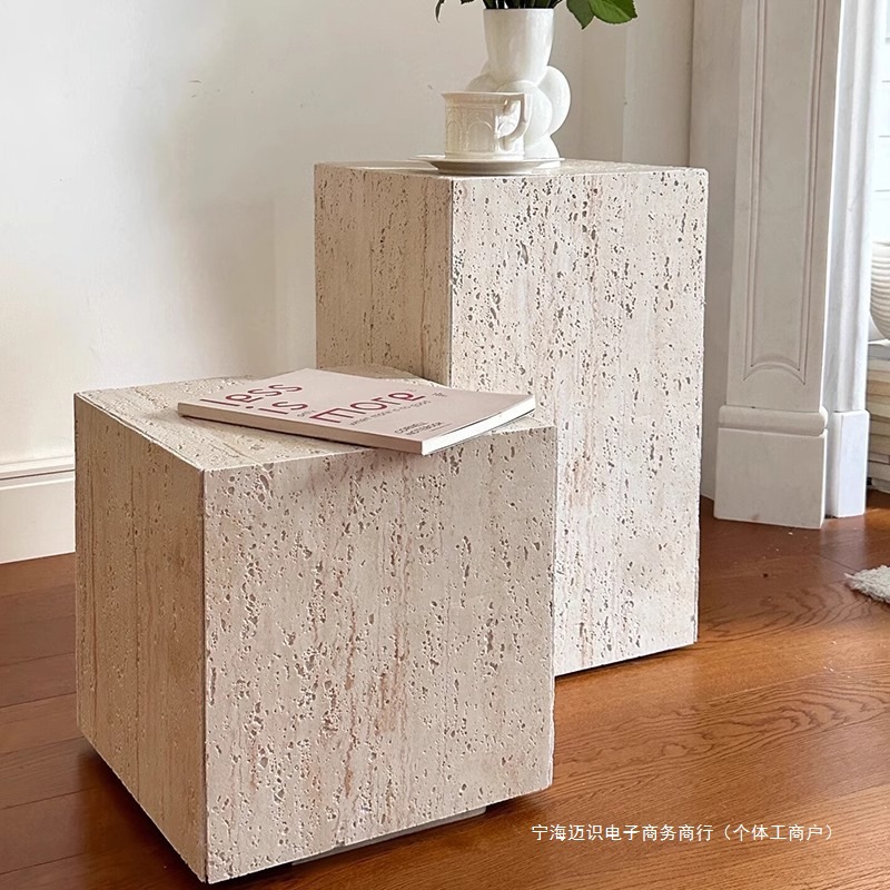 客厅玄关大理石花架酒店雕塑罗洞石底座立柱摆件展示台地台桌