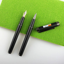 学生款磨砂黑色0.38mm钢笔商务办公书写财务笔礼品笔可替换墨囊
