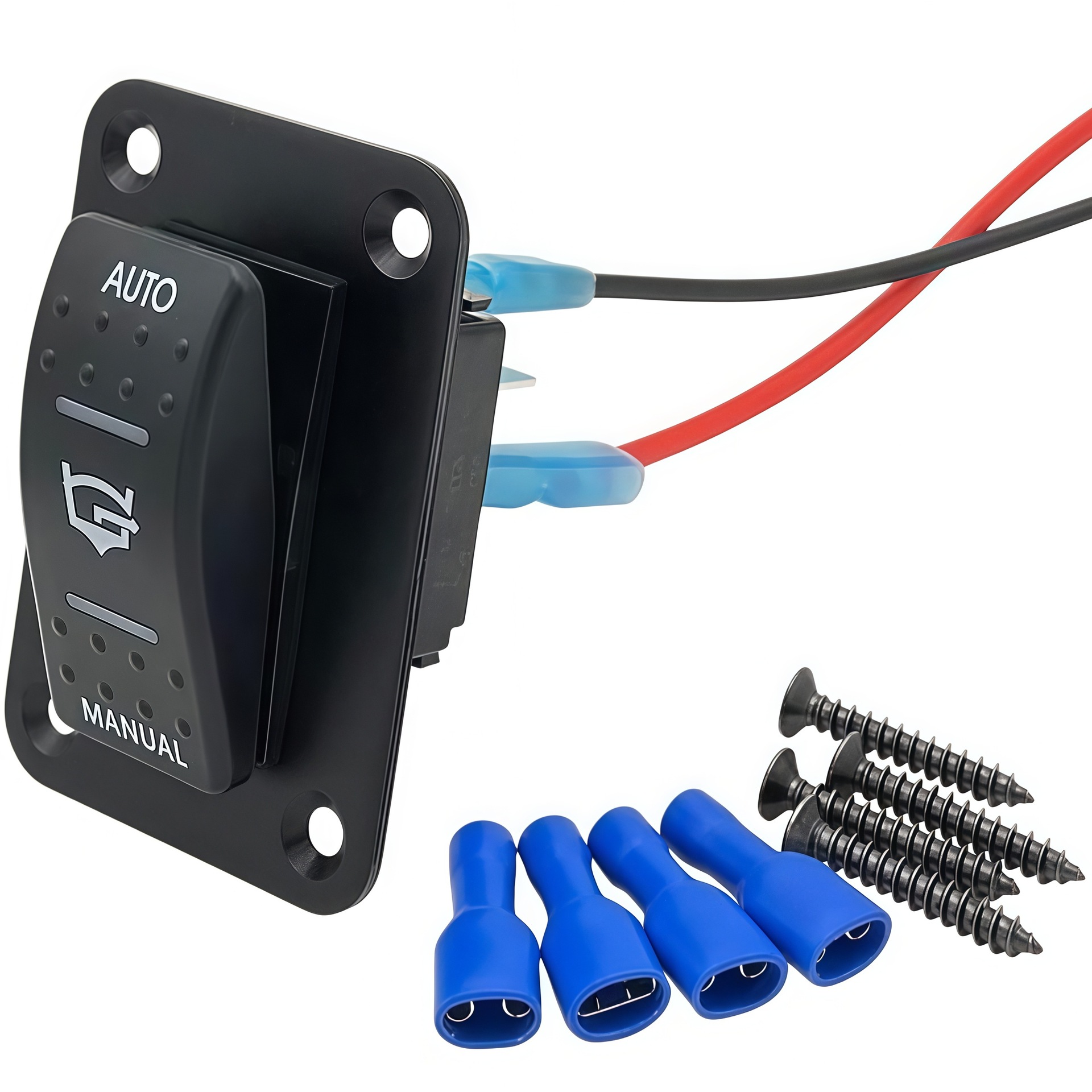 Bilge pump rocker switch with LED light 20A 12V/24V four-pin SPDT 3-position waterproof switch universal