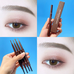 Wholesale double-headed eyebrow pencil, waterproof, thin head, not easy to fade, eyebrow powder, automatic rotating cosmetics, makeup distribution and drainage