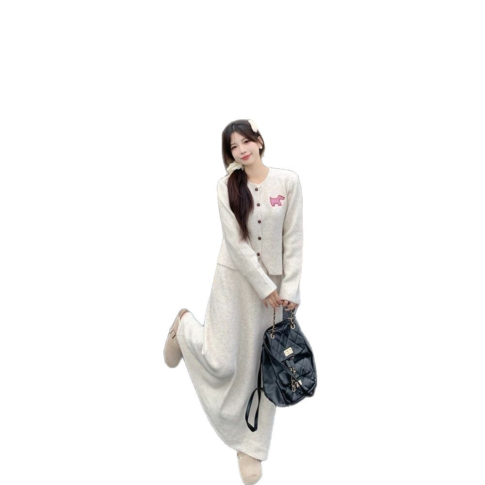 Women's Clothing Long Sleeved Cardigan Top And Skirt Two Piece Set For Women Autumn Outfit Youthful Slimming And Flattering_ecoleips.com