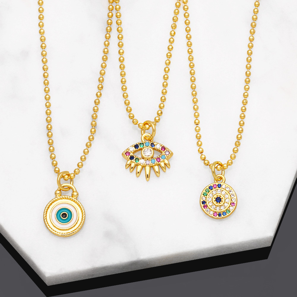 Fashion Devilu0027S Eye Copper Plating Inlay Artificial Diamond Pendant Necklace 1 Piece