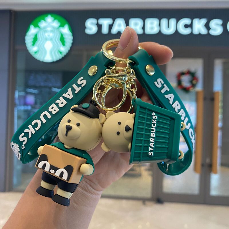 Cross-border Starbucks milk tea cup keychain Starbucks bear doll pendant couple student schoolbag accessories small gift