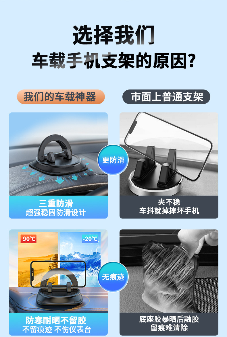 Car Mobile Phone Holder Wholesale Car Dashboard Navigation Mobile Phone Holder Advanced Anti-Slip Pad Mobile Phone Holder