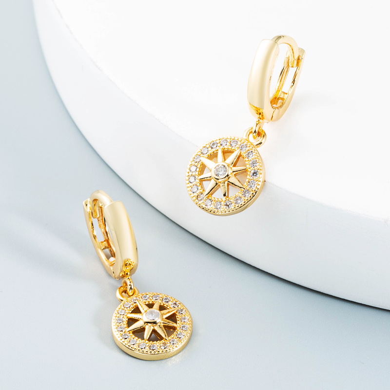 wholesale jewelry simple hollow sun leaves Virgin Mary copper earrings Nihaojewelrypicture5