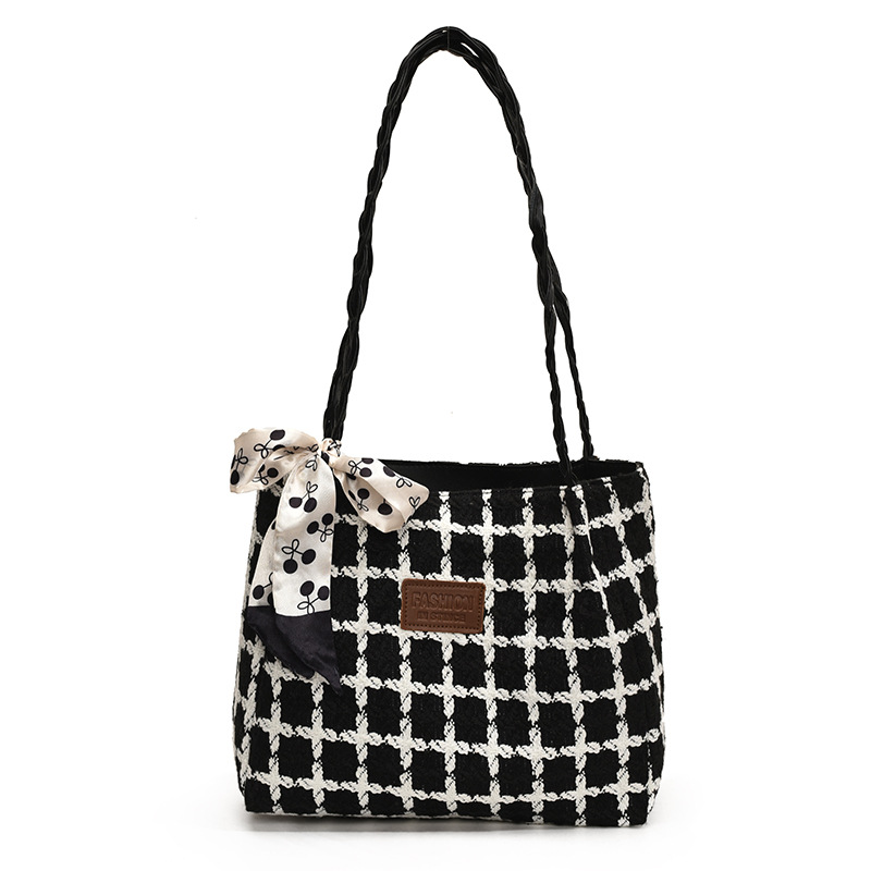 Escuela de tendencia brazo bolso 2025, primavera nuevo tween cuadriculado de color contrapeso trenzado viaje bolso de hombro de mujer