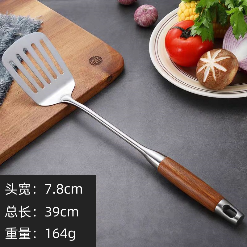304 Palisandro Palo Palo Palo de cocina de acero inoxidable para el hogar Cuchara Cuchara Anti-escaldado Mango hueco Palo Palo Juego de utensilios de cocina