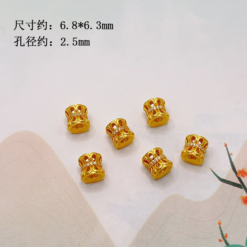 S925 silver, gold-plated, four-leaf clover, yellow Buddha of Wealth, bamboo joint spacer beads, barrel beads, accessories for bracelets, necklaces, and DIY jewelry making