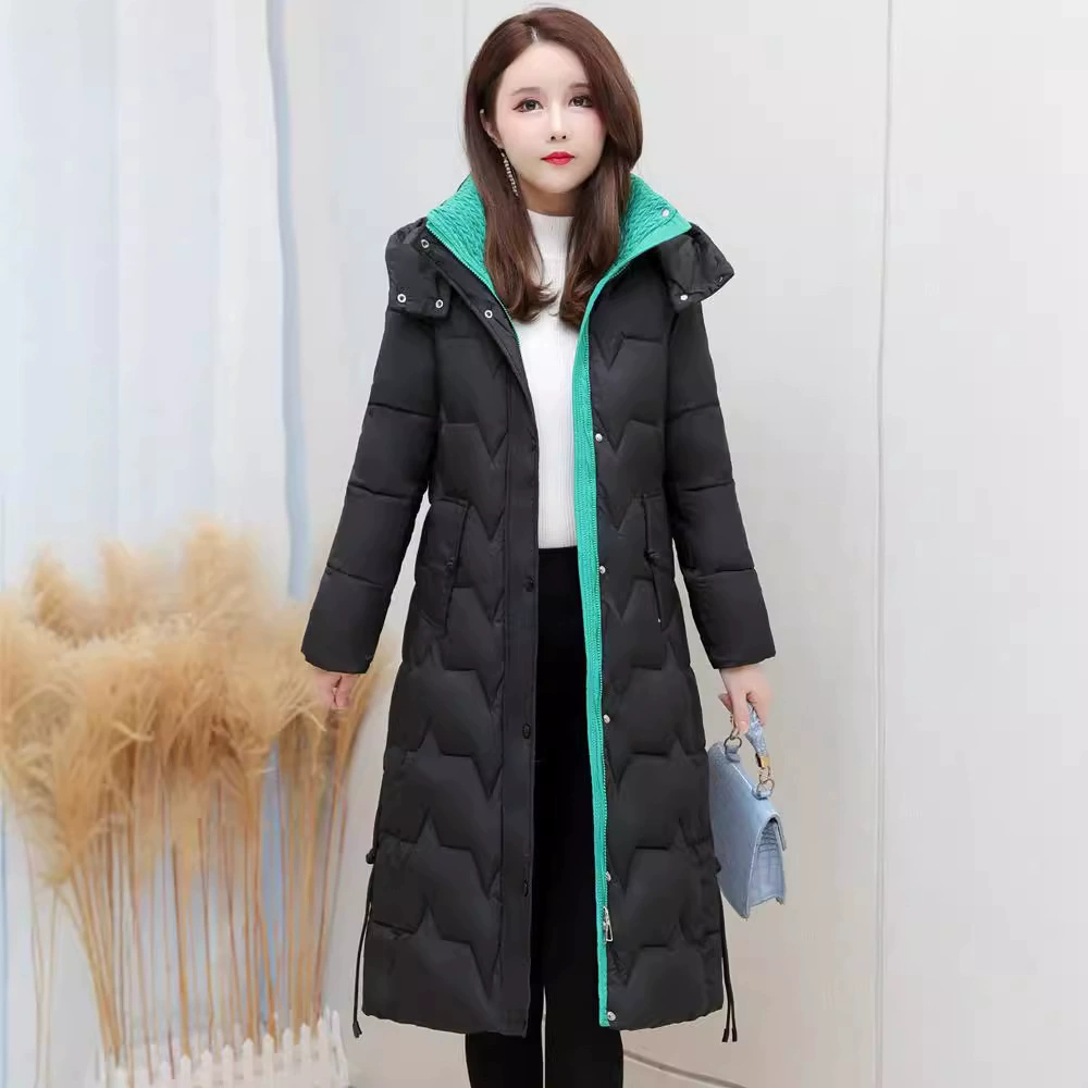 Long winter down jacket, maxi length, western style, duck down