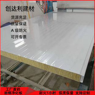 50mm Rock Wool Color Steel Plate Engineering Purification Color Steel Plate Mechanism Insulation Polyurethane Purification Color Steel Sandwich Panel