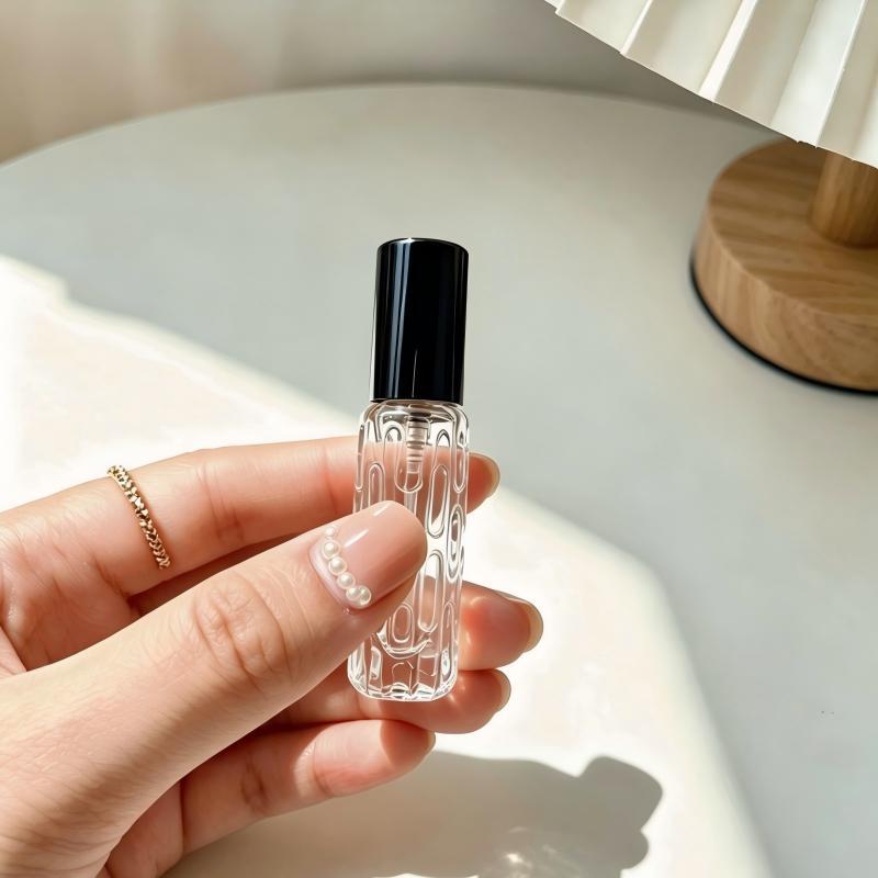 En stock al por mayor 10ml botella de spray de perfume de vidrio rosa de oro boquilla de aluminio perfume sub-botella prensa botella vacía