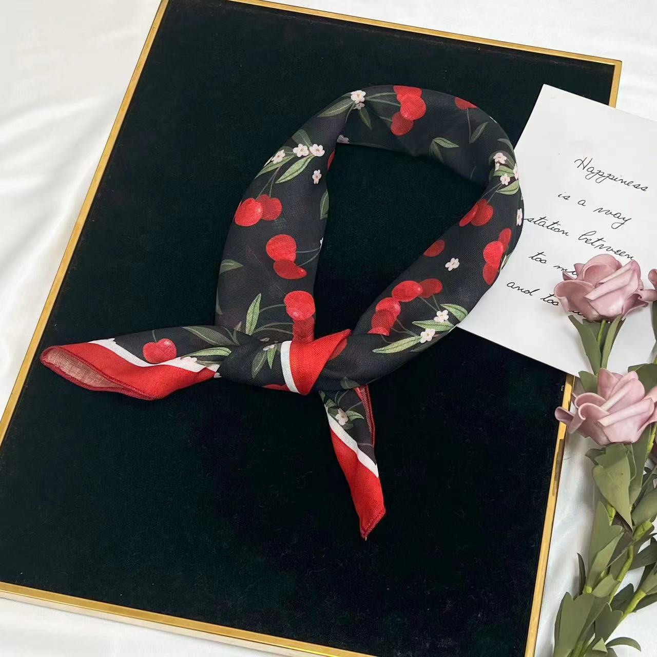 60g Weight Kerchief Classification Daily Occasion cotton and linen Material Flower Pattern Summer Season Women's Gender IG Style Style Women's IG Style Flower Cotton And Linen Kerchief 114