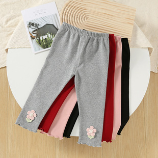 Girls' Pants Spring and Autumn New Pure Cotton Baby Leggings Infants' Western Style All-match Outer Wear Pants 1-3 Years Old 2