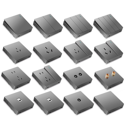Surface-mounted switch and socket, international electrical standard, gray wall, exposed wiring, ultra-thin, one-switch-five-holes-ten-holes household multi-socket