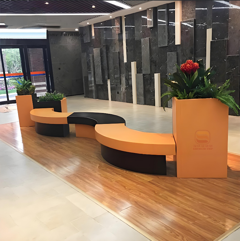 FRP combinado banco banco banco asiento centro comercial asiento cuadrado asiento de ocio silla creativa al aire libre