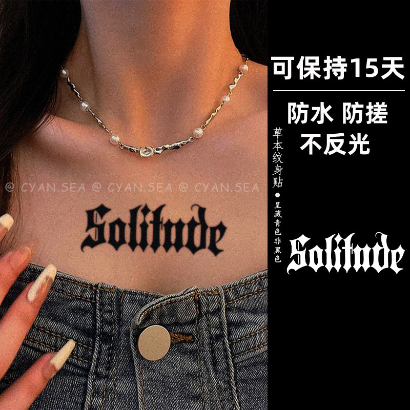 Lonely Life Personalized English Letter Tattoo Sticker Semi-Permanent Waterproof Long-Lasting Realistic Non-Reflective Casual Style