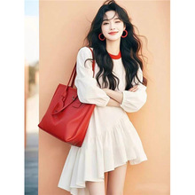 胖mm特大码300斤小众不撞款长袖连衣裙漂亮裙子御姐秋季新款女装