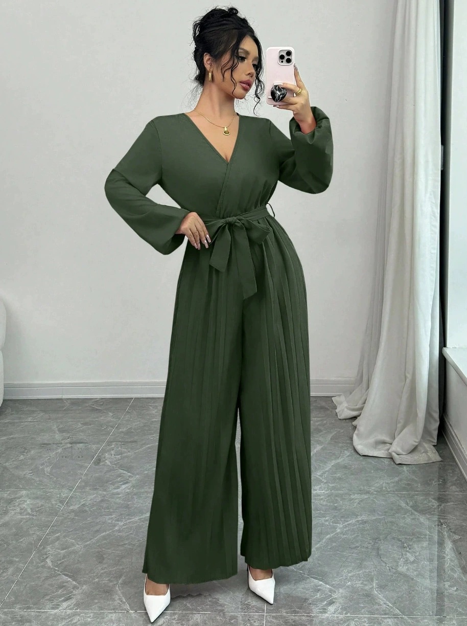 Temperamento casual cintura bohemia cruzada V-cuello cierre pantalones de vestir europeas y estadounidenses transfronterizos importación y exportación de ropa de mujer