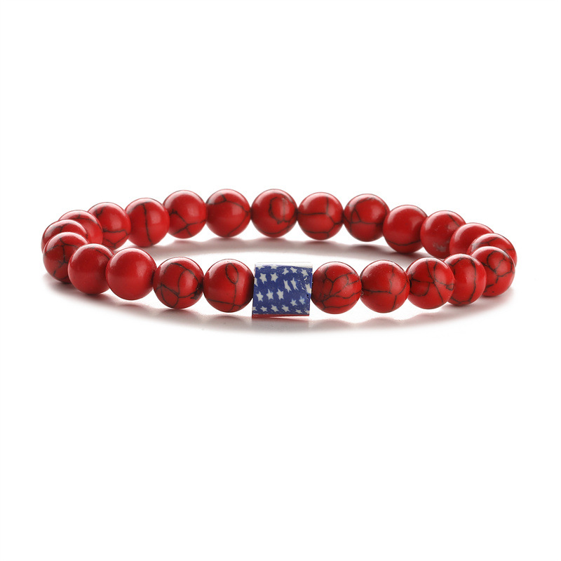 Europa y Estados Unidos transfronterizos banderas de ágata de piedra turquesa línea elástica cuentas pulseras pulseras pulseras de regalo para hombres y mujeres