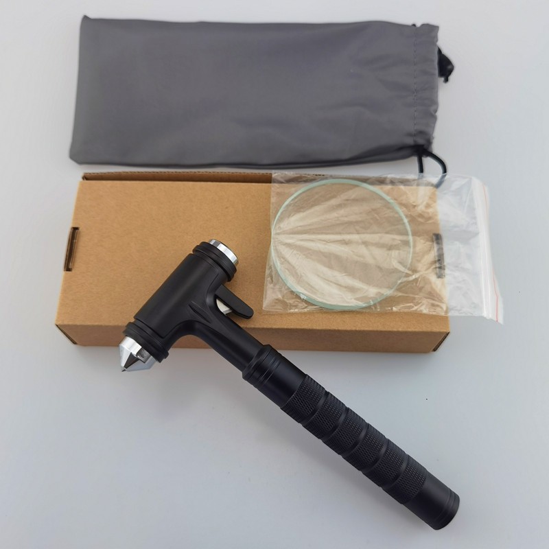 Car Safety Belt Hammer Can Break Double-Layer Laminated Glass in One Second, Three-In-One Life-Saving Fire-Fighting Tungsten Steel Window-Breaking Hammer for Car Use
