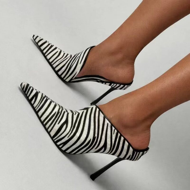 26 New Models of European and American Style Pointed Toe V-Cut Horsehair Integrated Stiletto High Heel Mules for Women, Personalized Fashion Stiletto High Heels 26 New Models of European and American Style Pointed Toe V-Cut Horsehair Integrated Stiletto High Heel Mules for Women, Personalized Fashion Stiletto High Heels