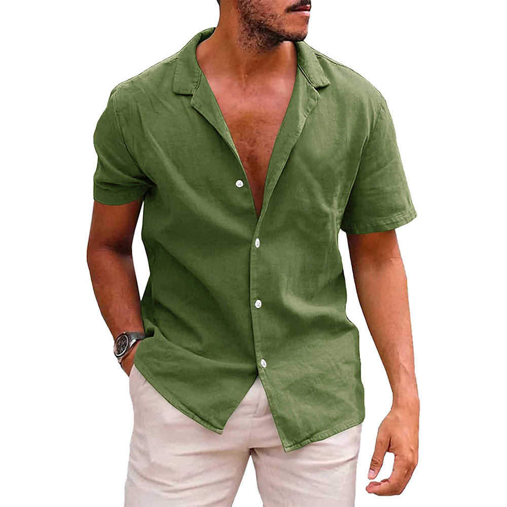 Men's Solid Color Simple Style Turndown Short Sleeve Regular Fit Men's Tops display picture 6