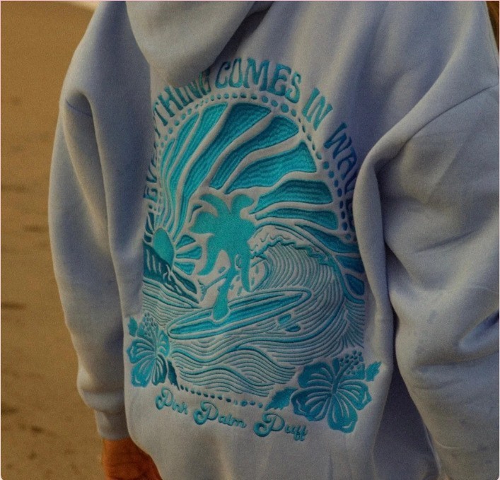 新しいヨーロッパサイズの女性のドロップショルダースリーブスレッド Chasing Sunsets 刺繍スウェットシャツパーカー XS-2XL|undefined