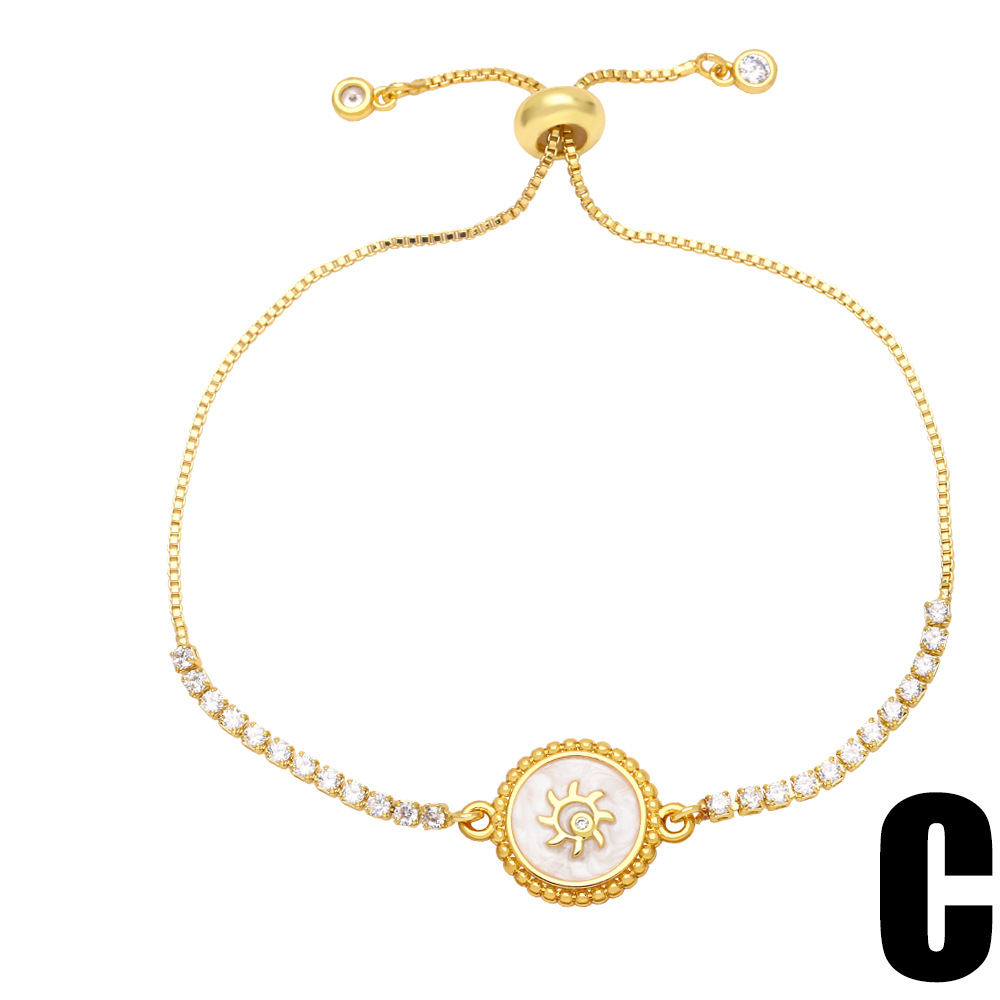 Simple Bee Star Round Copper 18K Gold-plated Zircon Bracelet