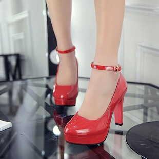 Long-Term Supply Patent Leather High-Heeled Professional Ol Waterproof Platform Shallow Mouth Flats Women's Shoes High Heels Women's 42 Large Size Shoes