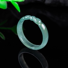 天然翡翠指环男女情侣款戒指翡翠a货镂空戒指素圈蝴蝶玉器批发