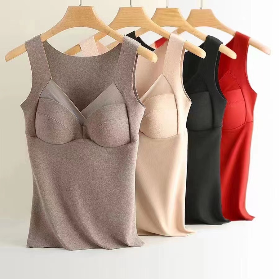 Women's thermal vest winter Internet celebrity plus velvet velvet underwear for women with chest pad bottoming autumn clothes plus size tops wholesale