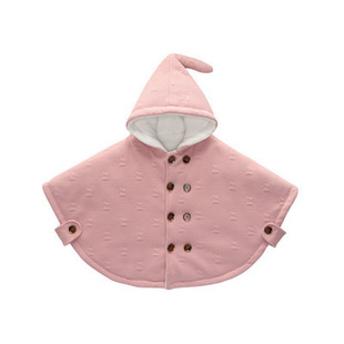 Autumn and winter baby out hooded cape winter baby double-breasted cape baby cape
