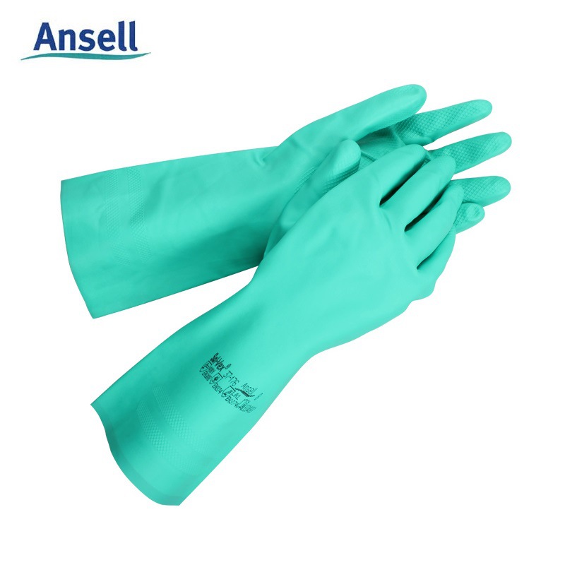 安思尔37-176手套橡胶加厚植绒内衬家务清洁洗衣洗碗手套防化手套