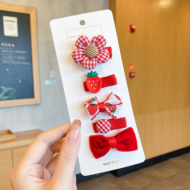 Niños lindos flores de dibujos animados clip para el cabello bebé pequeño clip no lastimar el cabello de la tela de la niña clip de borde de la mejilla