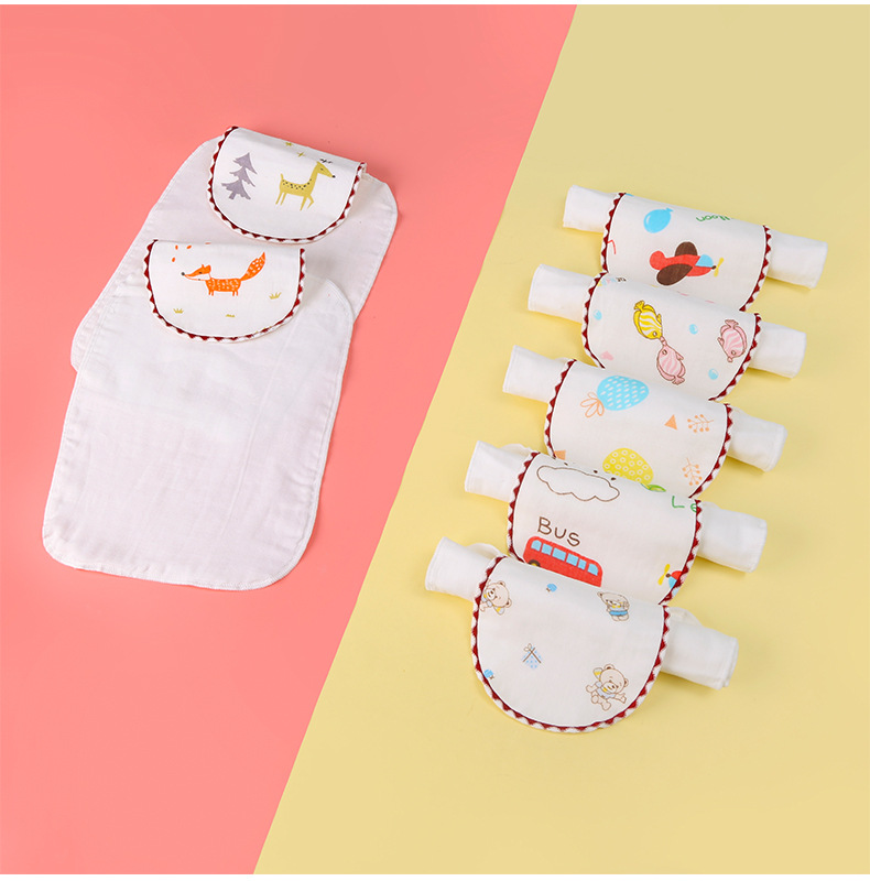 Summer New Four-Layer Embroidered Children's Absorbent Gauze Towel for Infants and Toddlers, Dual-Sided Use Back Towel, Pure Cotton Six-Layer Sweatproof Towel