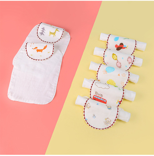 Summer New Four-Layer Embroidered Children's Absorbent Gauze Towel for Infants and Toddlers, Dual-Sided Use Back Towel, Pure Cotton Six-Layer Sweatproof Towel