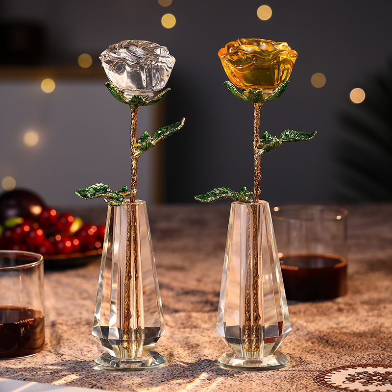 Crystal Roses for Girlfriend and Wife Creative Wedding Anniversary Decorations Valentine's Day Gifts Crystal Roses for Girlfriend and Wife Creative Wedding Anniversary Decorations Valentine's Day Gifts