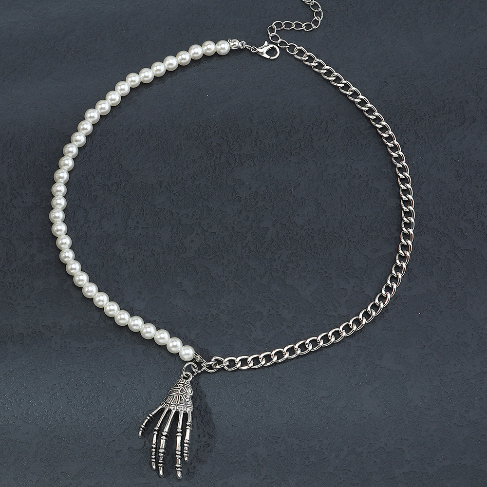 Punk Stitching Chain Halloween Ghost Claw Pendant Necklace Wholesale Nihaojewelry