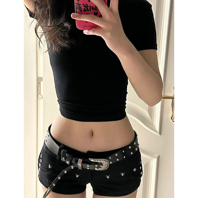 Trendy Hot Girl Style Low-Waist Denim Shorts for Women, Spring and Summer New Slim Fit Hip-Hugging Hot Pants