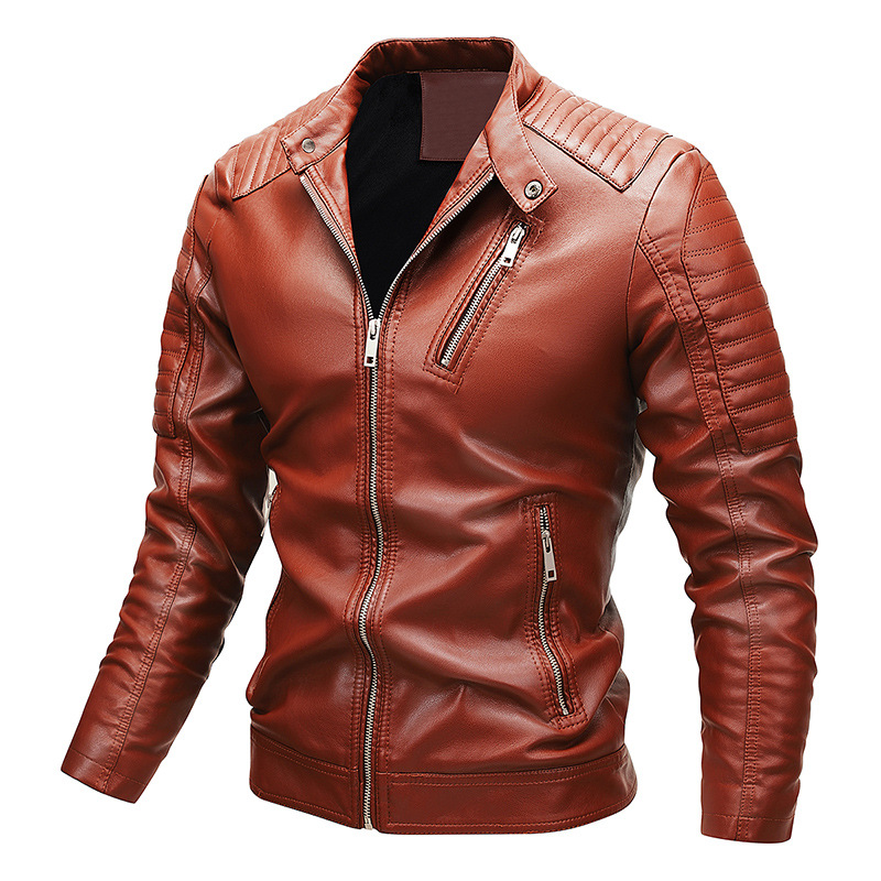 Giacca in pelle casual da uomo con cerniera, con cappuccio, tipo combinato, in velluto nero invernale, con collo alto_voghion.com