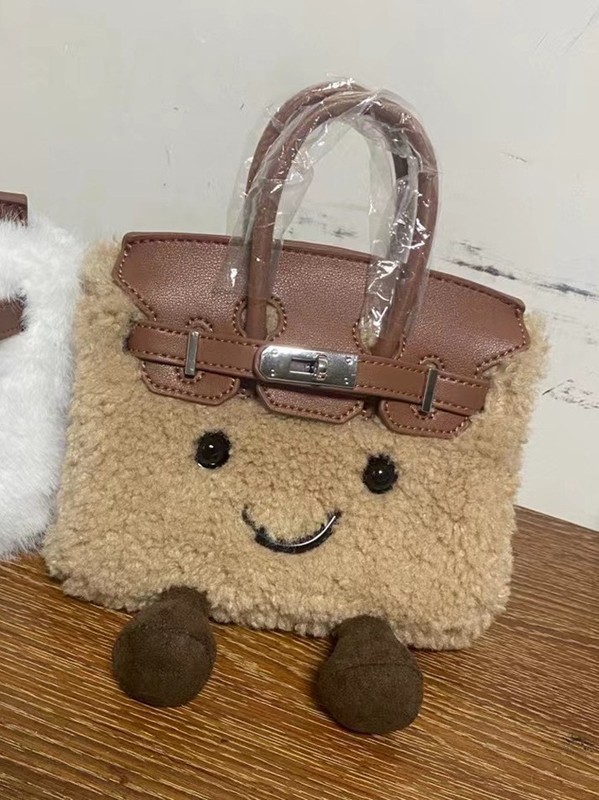 jllycatlm 共同ブランドのかわいいぬいぐるみプラチナケリーバッグ毛皮のようなエルフミニポータブルクロスボディバッグ|undefined
