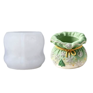 招财福袋花盆笔筒烛台多功能硅胶模具 DIY 手工翻模香薰石膏磨具