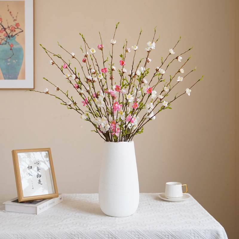 Orange Mo Home New Chinese Pastoral Simulation Small 3 Fork Plum Blossom Retro Home Hotel Decoration Flower Ornaments