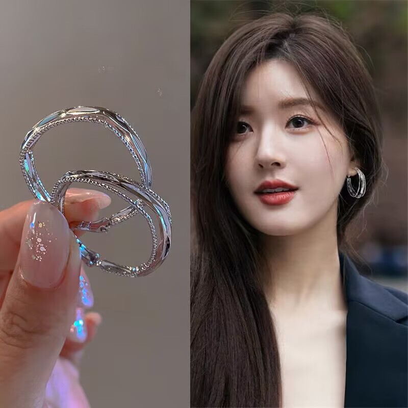 顔を大きく見せる小さなフープイヤリング 2025 新しいホットスタイルのユニークなイヤリング女性用ライトラグジュアリーハイエンドイヤリングニッチ女性用|undefined