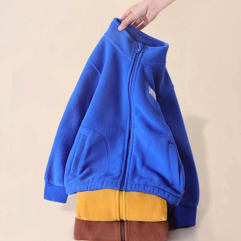 儿童双面绒卫衣宽松休闲女童外套男童宝宝加绒上衣加厚中小童棉服