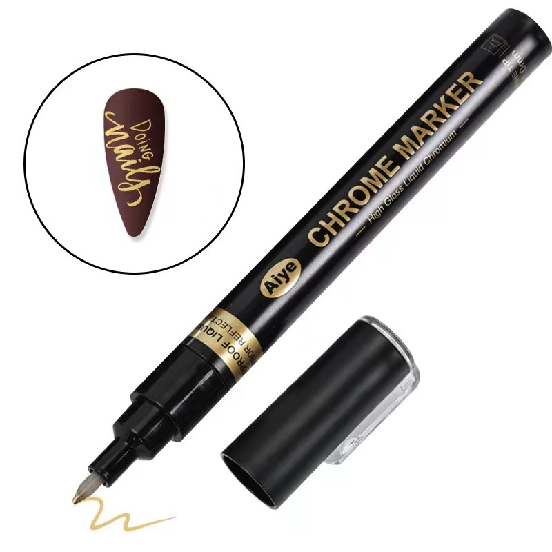 Nail Art graffiti pen metal highlight Mirror Mark pen espejo mágico DIY pintura pluma nail art pen tienda de uñas pluma especial