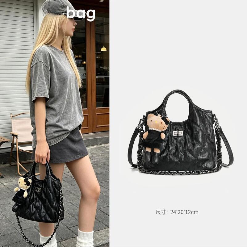 2026 Summer New Fashion Quilted Tote Basket Bag Versatile Chain Shoulder Bag Crossbody Bag Casual Bag